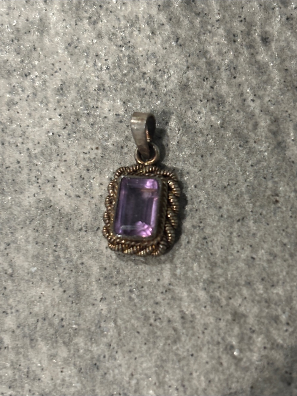 Vintage .925 Sterling Silver Amethyst Purple Gemstone Pendant Necklace
